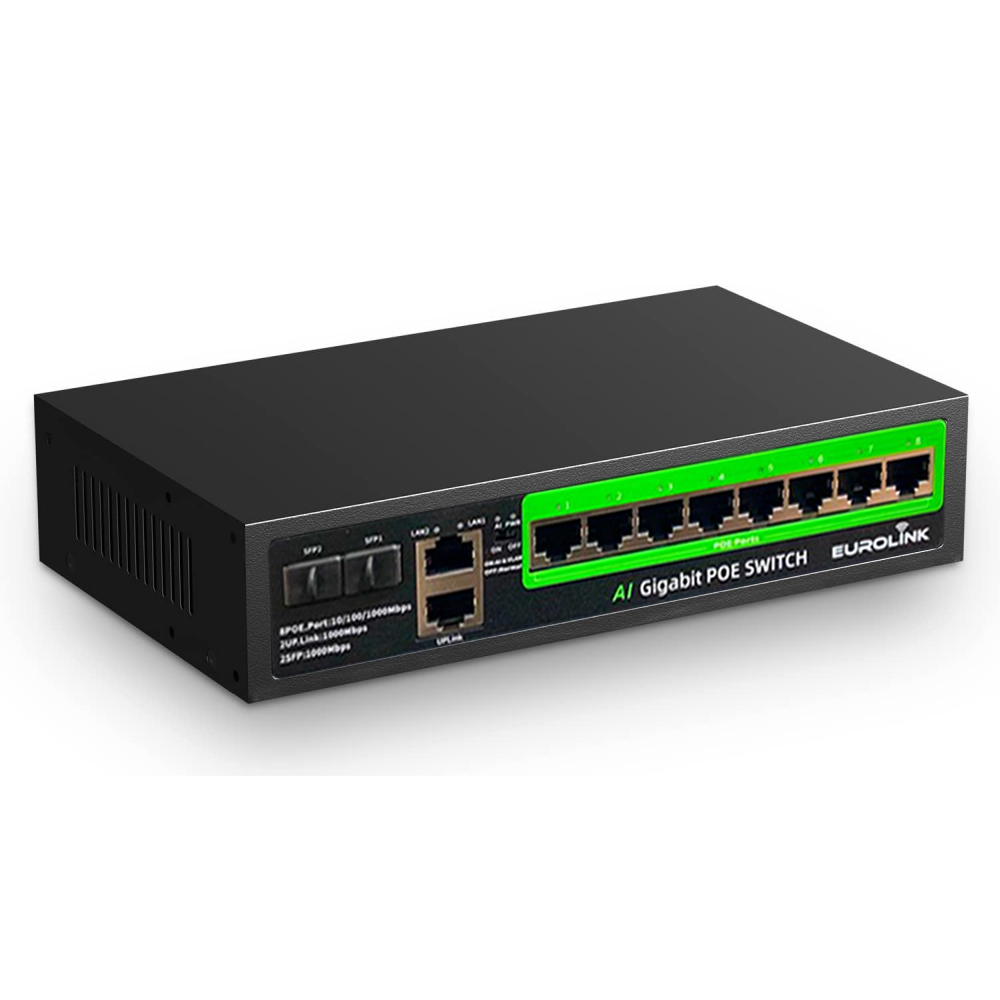 8 PORT POE GİGABİT UP1000 + 2 SFP SWİTCH