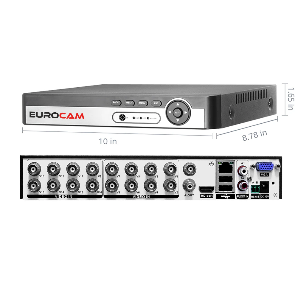 16 KANAL 5MP H265+PLUS - AHD TVI CVI ANALOG + IP - HİBRİT KOAKSİYEL SES DESTEKLİ DVR KAYIT CİHAZI